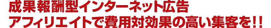 成果報酬型インターネット広告アフィリエイトで費用対効果の高い集客を!!